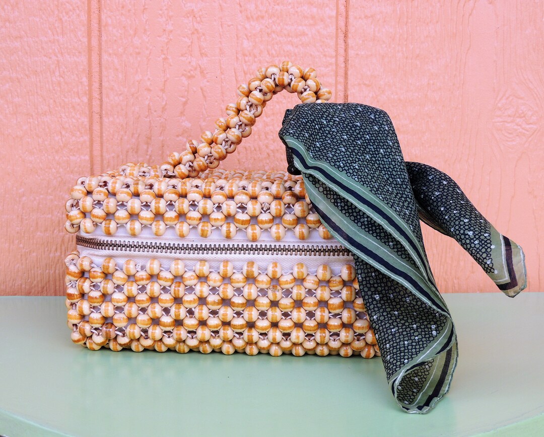 Wood Beaded Box Purse Vintage Fashion Accessory Etsy