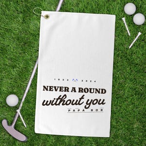 Toalha de golfe personalizada, presente memorial para o pai, presente personalizado para o dia dos pais, presente para o pai do golfe, lembrança do golfe, acessório de golfe de microfibra, lembrança