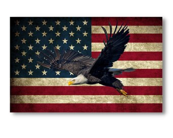 American Eagle Landing on Driftwood at the Oceanside Beach Full Color Decal Sticker American Eagle Landing on Driftwood at the Oceanside Beach Full Color Decal Sticker