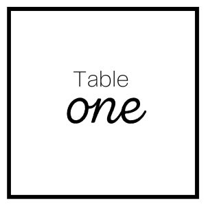 Elegant Black and White Table Numbers Script