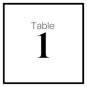 Elegant Black and White Table Numbers Digit