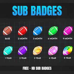 AMERICAN FOOTBALL BALL [ Sub badges ] Designed for Twitch, Discord, Sub, Streamers