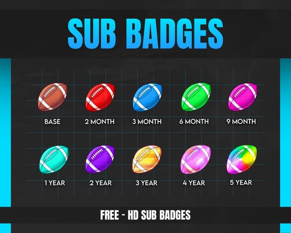 AMERICAN FOOTBALL BALL Sub Badges Designed for Twitch, Discord