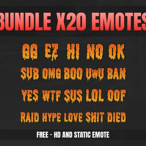 X20 TEXT EMOTE [Bundle Emotes] Diseñado para Twitch, Discord, Sub, Streamers