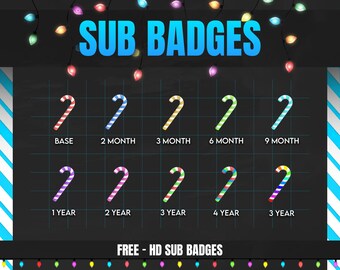 CANDY CANES CHRISTMAS [ Insignias secundarias ] Diseñado para Twitch, Discord, Sub, Streamers