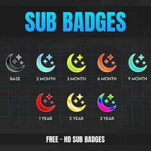 HALF MOON STAR [ Sub badges ] Designed for Twitch, Discord, Sub, Streamers