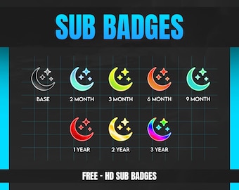 HALF MOON STAR [ Sub badges ] Designed for Twitch, Discord, Sub, Streamers