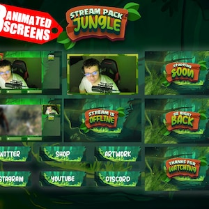 STREAM PACK ANIMÉ - Jungle - Twitch YouTube Facebook Gaming Obs Streamlabs
