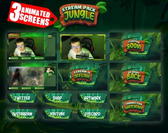 ANIMATED STREAM PACK - Jungle - Twitch YouTube Facebook Gaming Obs Streamlabs