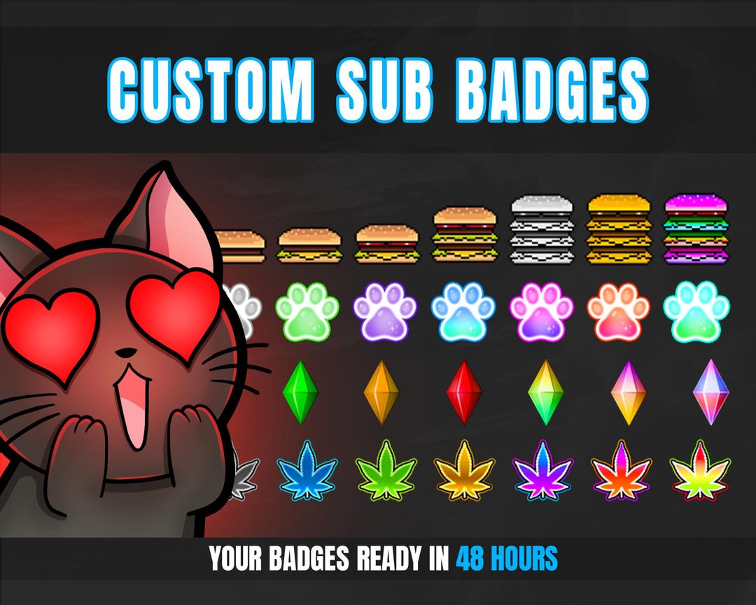 CUSTOM SUB BADGES [personalized Twitch] for Streamers Twitch, Discord ...