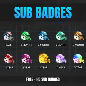 AMERICAN FOOTBALL HELMET [ Sub badges ] Designed for Twitch, Discord, Sub, Streamers