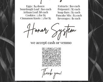 Honor System Prices and Payment Template | Farmstead Template |  Canva Template | Editable Design