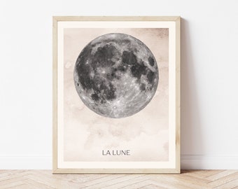 Full Moon Print, Light Academia Wall Decor (Digital Download)