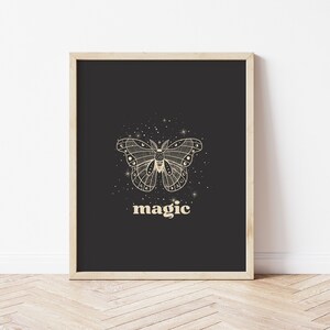 Magic Moth Halloween Wall Art, Printable Halloween Decor, Dark Academia Decor, Black Halloween Print, Instant Digital Download