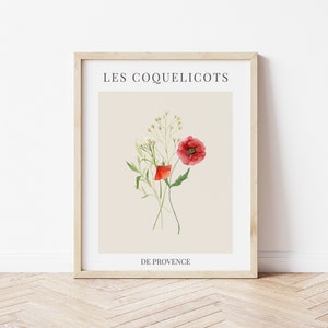 Poppies Botanical Print, Spring Decor, Printable Spring Wall Art, Floral Decor, Watercolor Wildflower Art Print, * DIGITAL DOWNLOAD *