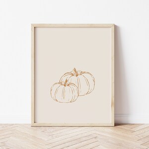 Pumpkin Wall Art Printable Fall Decor Neutral Fall Prints Etsy