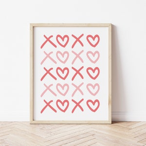 Pink XOXO Print, Printable Valentine&#39;s Day Wall Art, Kids Valentines Day Decor, Pink Nursery Decor, * DIGITAL DOWNLOAD *