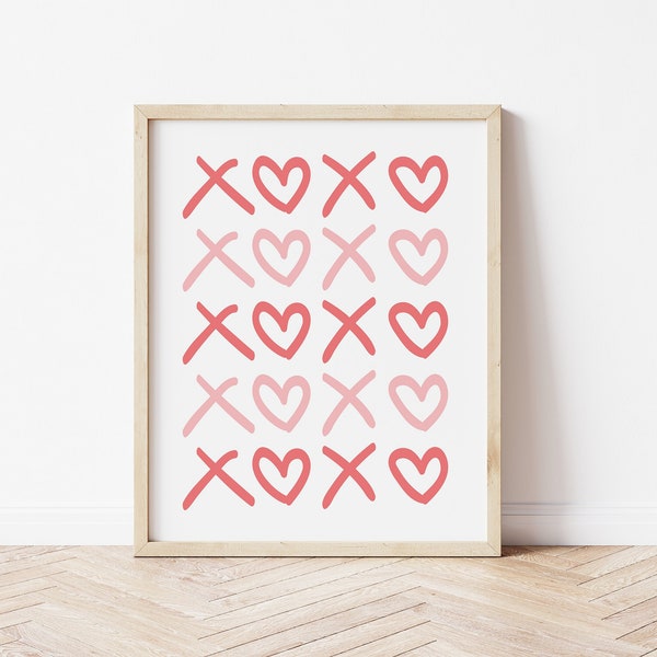 Pink XOXO Print, Printable Valentine's Day Wall Art, Kids Valentines Day Decor, Pink Nursery Decor, * DIGITAL DOWNLOAD *