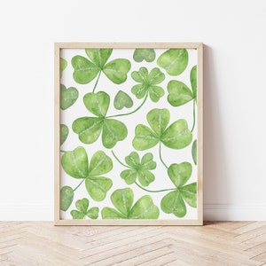 Décor de St Patricks Day, impression de trèfle aquarelle, art mural de printemps, affiche de trèfle à quatre feuilles, St Patricks imprimables, * TÉLÉCHARGEMENT NUMÉRIQUE *