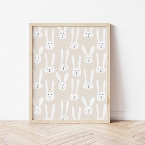 White Bunnies Print, Minimalist Easter Decor, Printable Easter Wall Art, White Rabbit Nursery Decor, Neutral Easter Decor *DIGITAL DOWNLOAD*