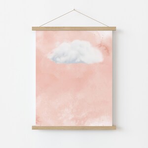 Pink Cloud Print, afdrukbare roze hemelmuurkunst, licht Academia decor, roze muur decor, maximalistisch decor, instant digitale download afbeelding 5