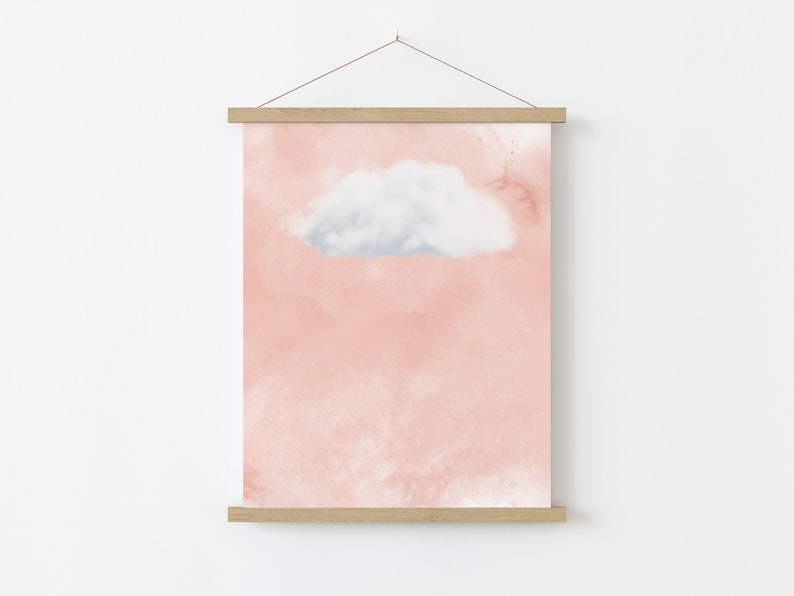 Pink Cloud Print, afdrukbare roze hemelmuurkunst, licht Academia decor, roze muur decor, maximalistisch decor, instant digitale download afbeelding 5