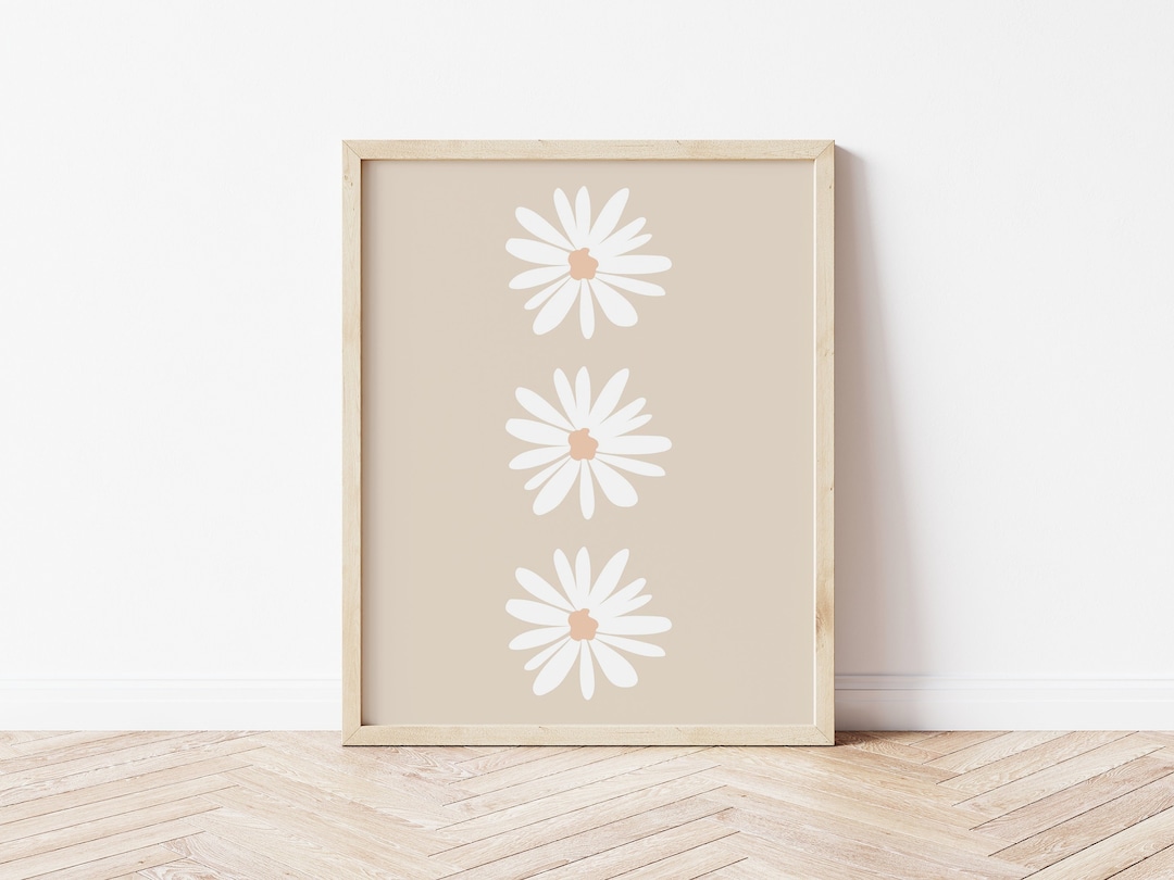 White Daisies Print, Boho Spring Decor, Printable Spring Wall Art