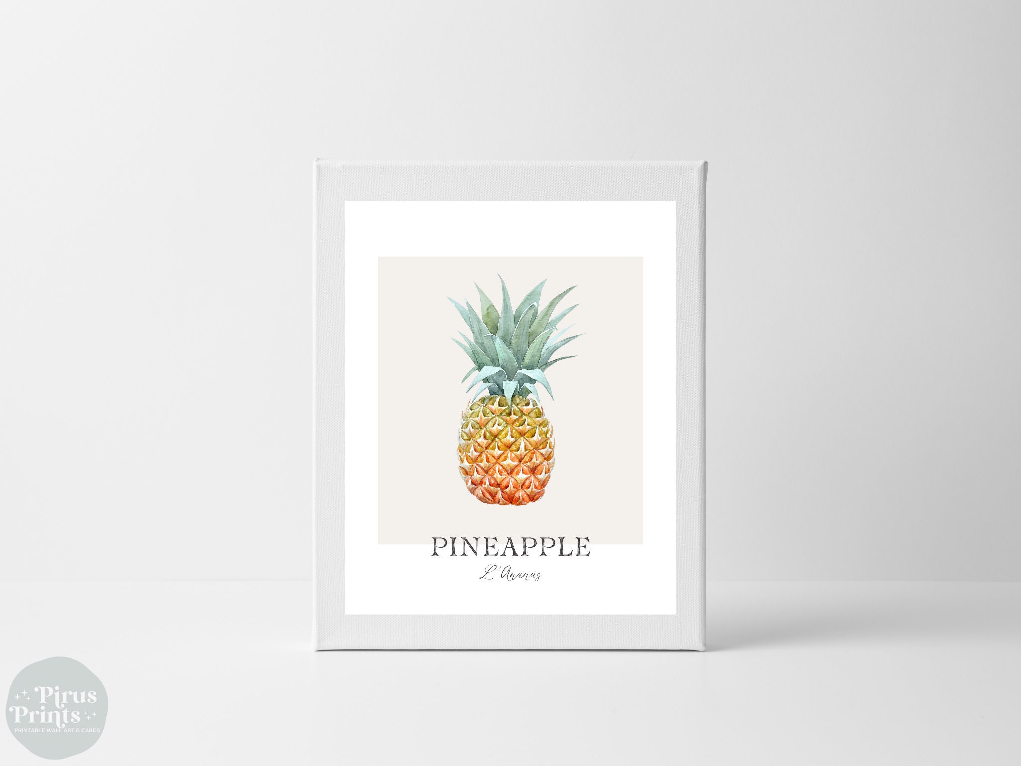 Pineapple Print Printable Kitchen Wall Art Watercolor | Etsy