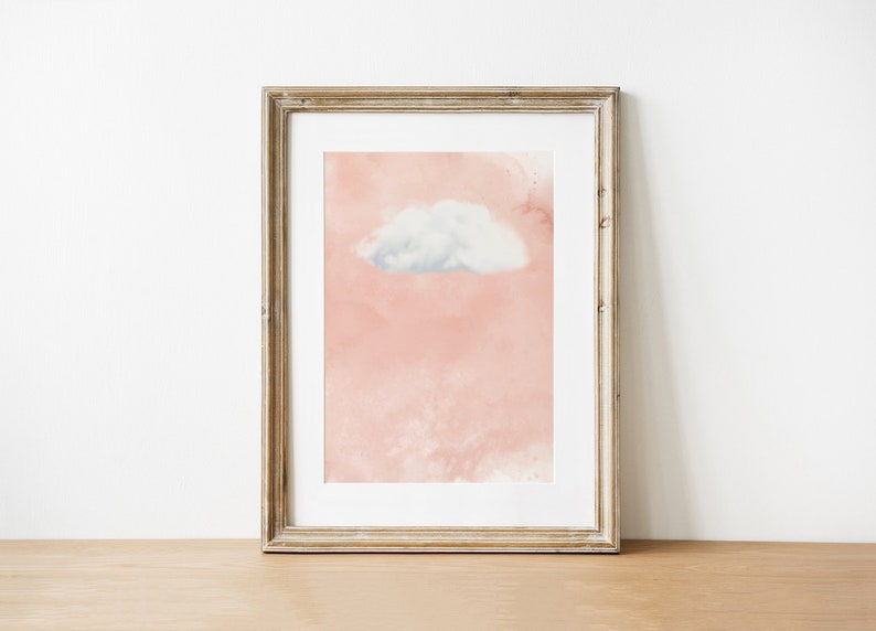 Pink Cloud Print, afdrukbare roze hemelmuurkunst, licht Academia decor, roze muur decor, maximalistisch decor, instant digitale download afbeelding 8