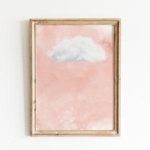 Pink Cloud Print, afdrukbare roze hemelmuurkunst, licht Academia decor, roze muur decor, maximalistisch decor, instant digitale download afbeelding 3