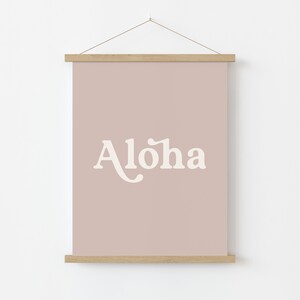 Pink Aloha Print, Printable Aloha Wall Art, Pink Beach Nursery Decor ...