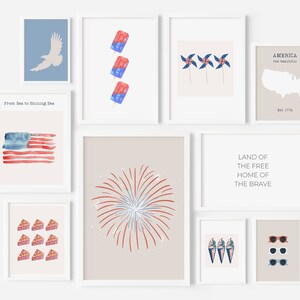 4th of July Gallery Wall Print Set, July Fourth Printable Wall Art Bundle, July 4th Patriotic Decor, Instant Digital Download