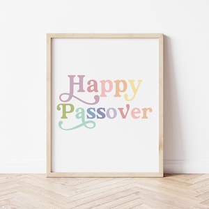 Pastel Happy Passover Print, Printable Passover Wall Art, Happy Passover Sign, Passover Wall Decor, Instant Digital Download