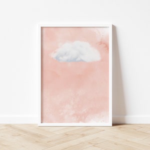 Pink Cloud Print, afdrukbare roze hemelmuurkunst, licht Academia decor, roze muur decor, maximalistisch decor, instant digitale download afbeelding 7