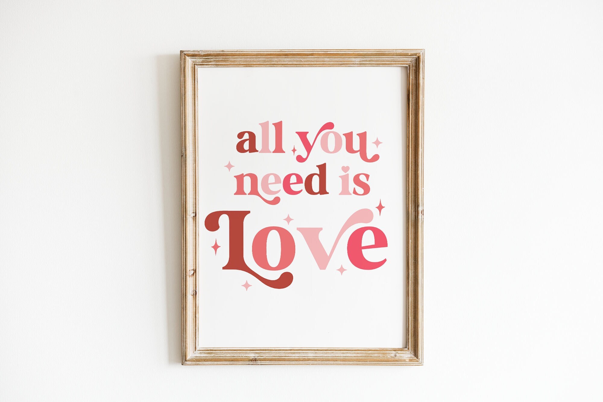 All You Need is Love Print Printable Valentine's Day Wall Etsy