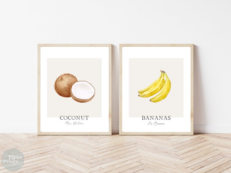 Coconut Print Printable Kitchen Wall Art Watercolor Coconut Etsy UK