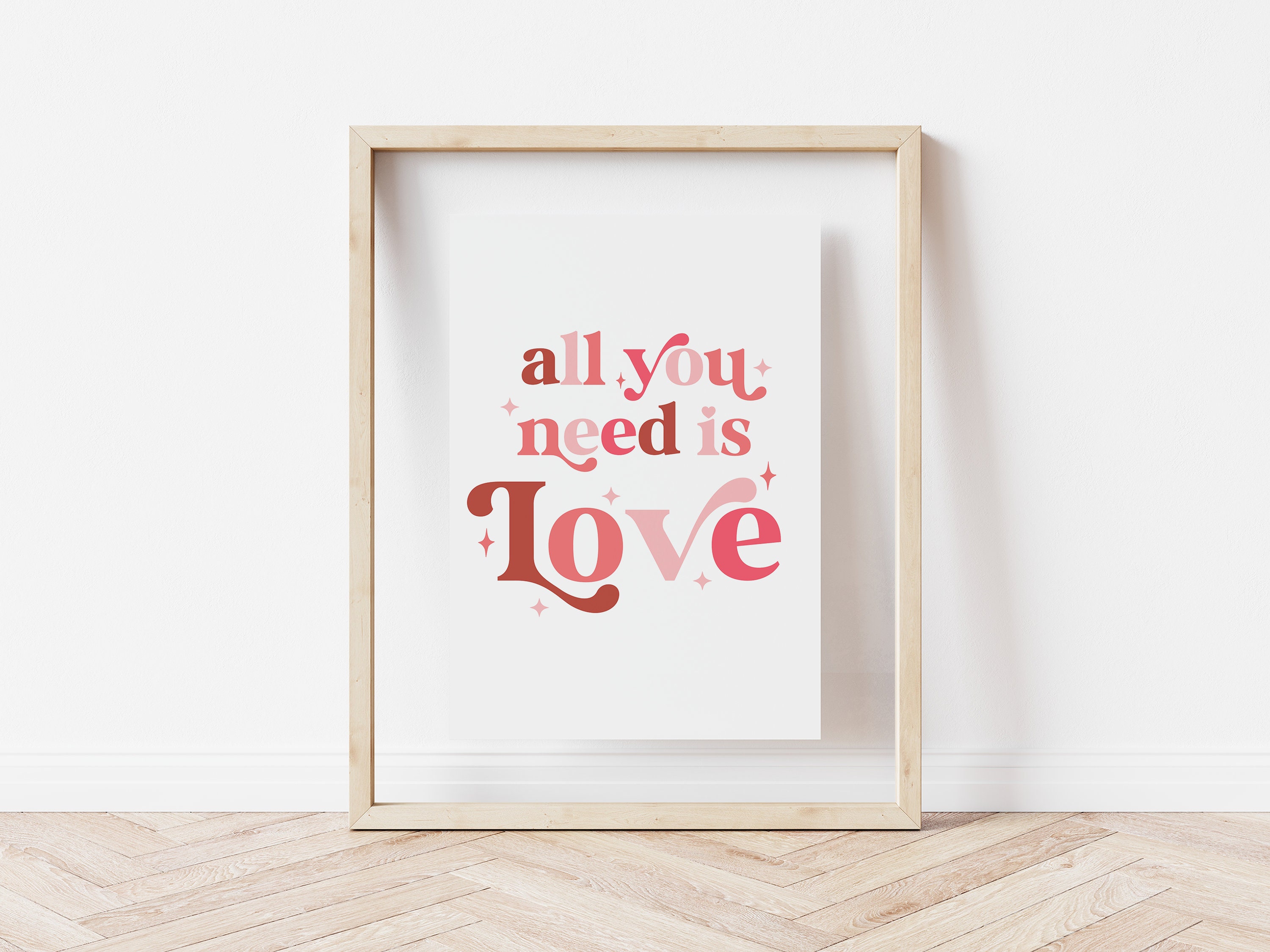 All You Need is Love Print Printable Valentine's Day Wall Etsy