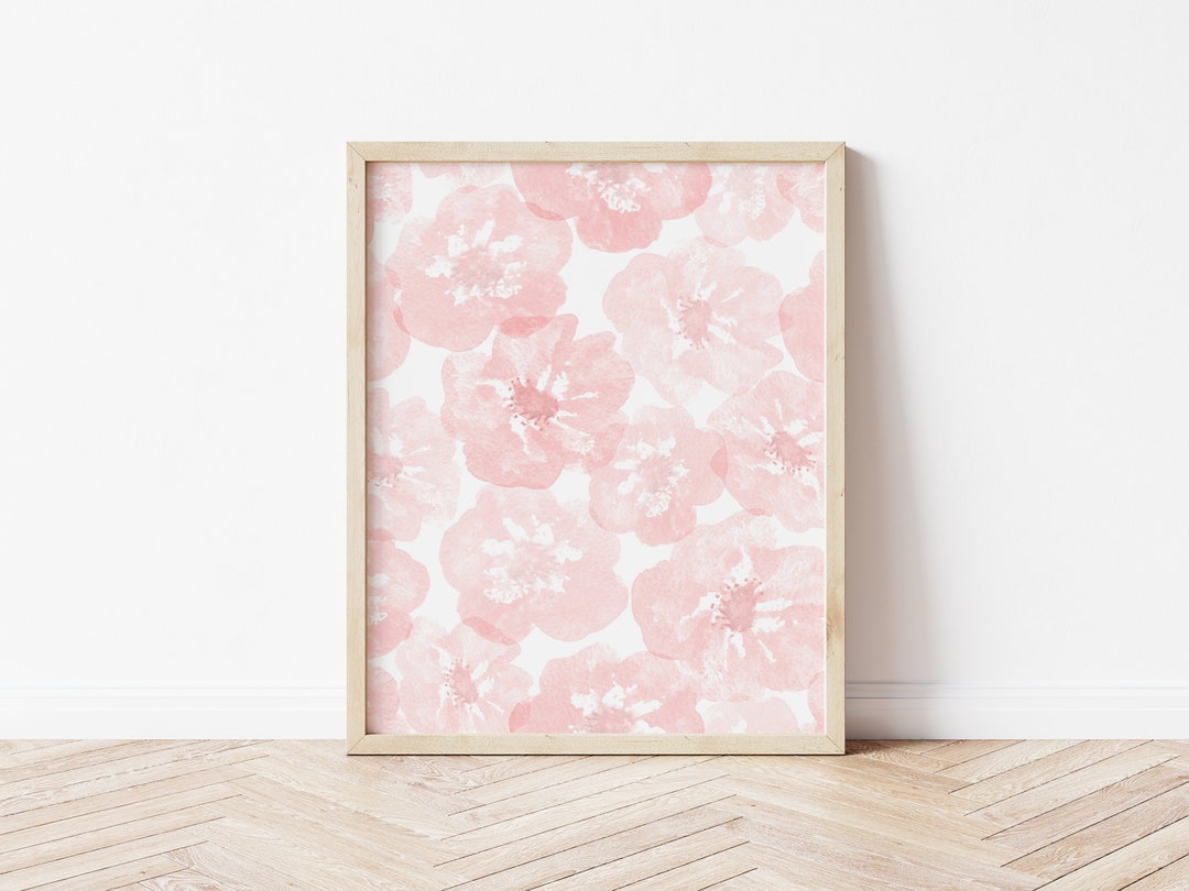 Pink Watercolor Flower Print, Spring Floral Art (digital Download) - Etsy