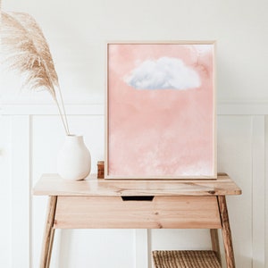 Pink Cloud Print, afdrukbare roze hemelmuurkunst, licht Academia decor, roze muur decor, maximalistisch decor, instant digitale download afbeelding 4