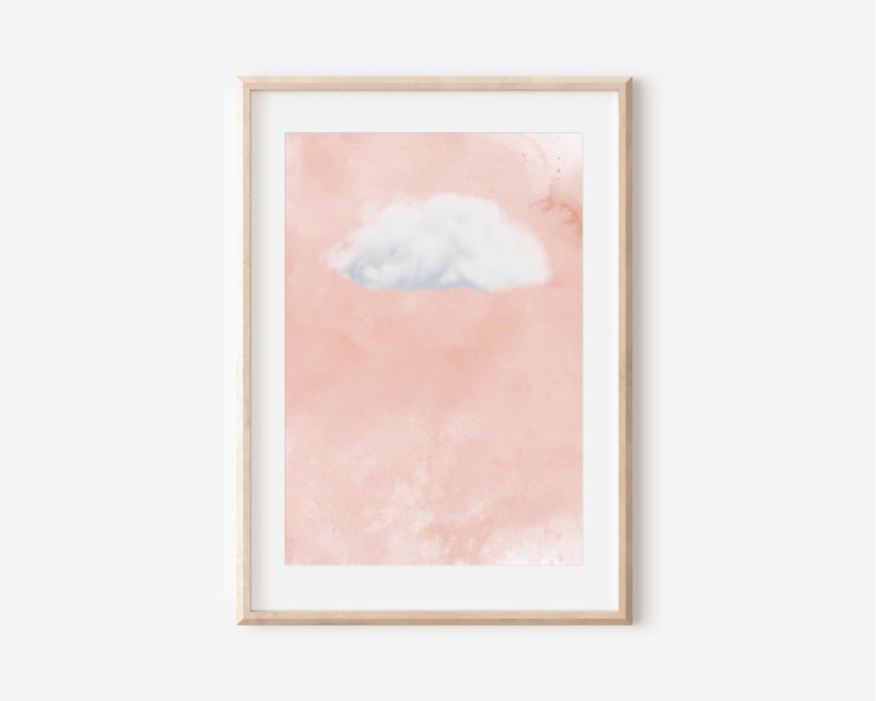 Pink Cloud Print, afdrukbare roze hemelmuurkunst, licht Academia decor, roze muur decor, maximalistisch decor, instant digitale download afbeelding 6