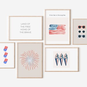 July Fourth Decor Bundle Set, Set of 13 Printables, 4th of July Gallery Wall Print Set, Minimalist Patriotic Decor, Instant Digital Download