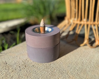 Incense cone burn with storage concrete