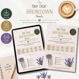 ADHD Productivity Workbook | Executive Dysfunction Planner, Tiny Task Sheets (Digital Download)