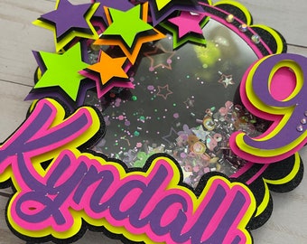 Star Neon Cake Topper/ Neon Theme Birthday Party/ Neon Star Party Decoration/ Neon / Neon star Party Supplies/ Neon Birthday