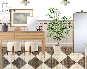 Entryway Custom Moodboard | Custom Interior Design | Virtual Design | Entryway Styling | Neutral Design | Bright/Airy Decor