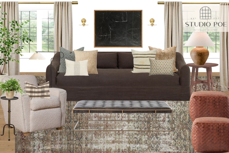 Custom Moodboard Interior Design E-design Living Room Design Amber ...