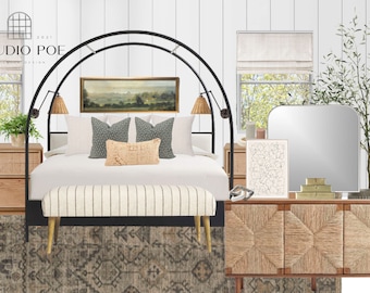 Custom Moodboard Interior Design - Coastal Bedroom-Home Styling- Home Design- Custom Room Design-Online Design- E-design-Virtual Design