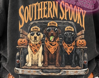 Southern Spooky Labrador PNG, Duck Hunting Halloween Sublimation Design, Vintage Retriever Truck PNG, Hunting Dog Digital Download