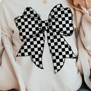 Checkered coquette bow png sublimation design, Black Ribbon Sublimination, checkered bow png, race png, Checkered png, Sublimation Design