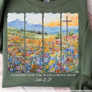 Consider The Wildflowers Christian PNG, Watercolor Aesthetic Christian png, Floral Christian png, Jesus png, Bible Verse png, Floral png